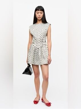 Ganni Polka-Dot Satin Corset Mini Dress. Size 38